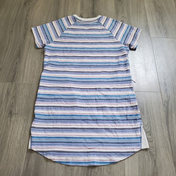 Title Nine Dress Womens Small Blue Purple Striped Short Sleeve Casual Pockets - Picture 2 of 8